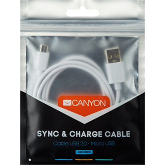 Canyon USB-A 2.0 -> USB-B 2.0 micro M/M adatkábel 1m fehér