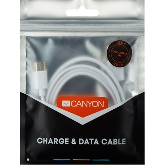 Canyon UC-1 USB-C -> USB-A 2.0 M/M adatkábel 1m fehér