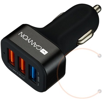 Canyon CNE-CCA07B univerzális autós töltő adapter (QC3.0)