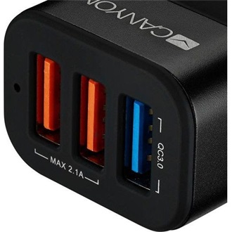 Canyon CNE-CCA07B univerzális autós töltő adapter (QC3.0)