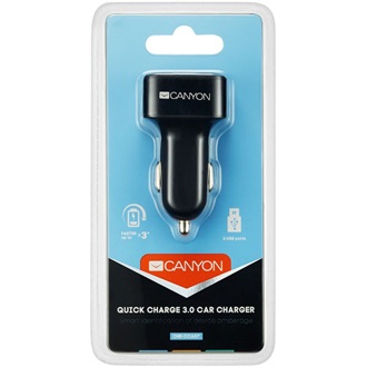 Canyon CNE-CCA07B univerzális autós töltő adapter (QC3.0)