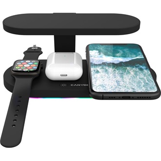 CANYON WS-501 5in1 Wireless charger, with UV sterilizer, with touch button for Running water light, Input QC24W or PD36W