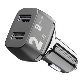 CELLULARLINE autós töltő 2 USB aljzat 2x12W, gyorstöltő, FEKETE