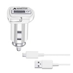 CELLULARLINE autós töltő USB aljzat 15W, gyorstöltő + microUSB kábel, FEHÉR
