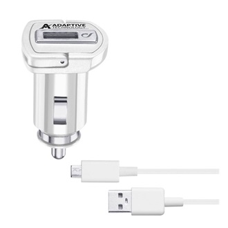 CELLULARLINE autós töltő USB aljzat 15W, gyorstöltő + microUSB kábel, FEHÉR