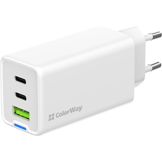 COLORWAY AC töltő GaN Mini CW-CHS058PD-WT 65W PD port PPS USB (USB-2C1A) fehér