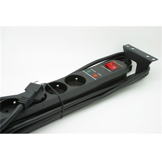 CONTEG hálózati elosztó 19" 6xUTE, kapcsolós, túlfeszvédős