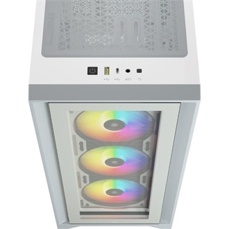 Corsair iCUE 4000X RGB Tempered Glass táp nélküli ablakos Mid Tower számítógépház fehér