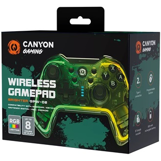 Canyon Brighter GPW-02 Bluetooth / USB-C gamepad játékvezérlő átlátszó