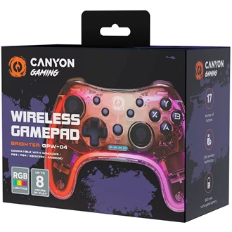 Canyon Brighter GPW-04 vezeték nélküli gamepad játékvezérlő átlátszó