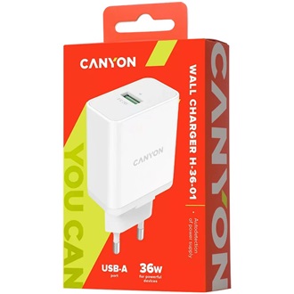 Canyon CNE-CHA36W01 36W univerzális hálózati töltő adapter fehér (QC3.0)