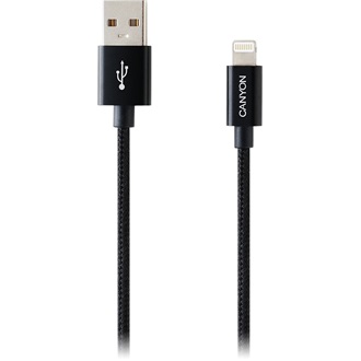 Canyon CNE-CFI3 Apple Lightning -> USB-A 2.0 M/M adatkábel 1m fekete (braided)