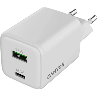 Canyon CU45AC 45W univerzális hálózati töltő adapter fehér (GaN)