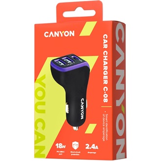 Canyon C-08 18W univerzális autós töltő adapter (USB-C PD)