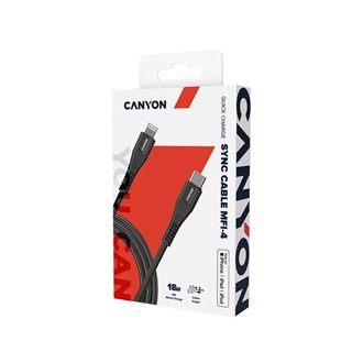Canyon Charge & Sync MFI Lightning -> USB-C M/M adatkábel 1.2m fehér