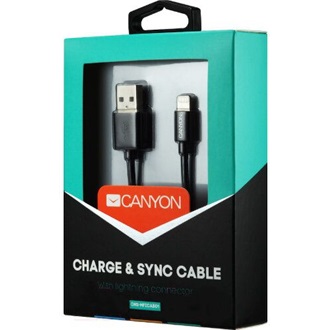 Canyon Charge & Sync MFI Lightning -> USB-A 2.0 M/M adatkábel 1m fekete