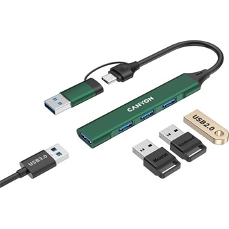 Canyon DS-02 4-portos USB-C/A hub zöld