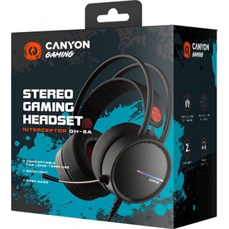 Canyon GH-8A Interceptor gaming fejhallgató headset fekete-narancssárga