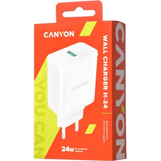 Canyon H-24 24W univerzális hálózati töltő adapter fehér (QC3.0)