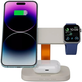 Canyon HEXAGON 310 24W univerzális vezeték nélküli töltő adapter szürke-narancssárga (Qi)