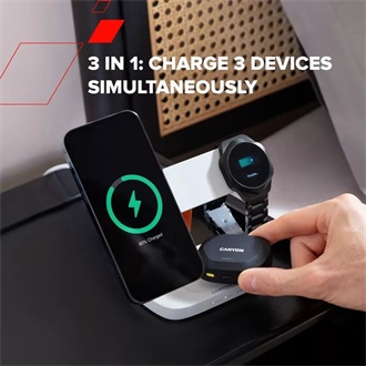 Canyon HEXAGON 310 24W univerzális vezeték nélküli töltő adapter szürke-narancssárga (Qi)