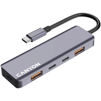 Canyon HUB DS-18 5-port 100W USB-C dokkoló szürke