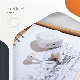 Canyon HEXAGON 7 True Wireless fülhallgató headset fehér-barna