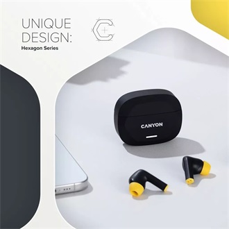 Canyon HEXAGON 7 True Wireless fülhallgató headset fekete-sárga