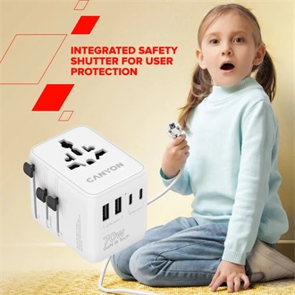 Canyon InTour Travel 70W univerzális hálózati töltő adapter fehér