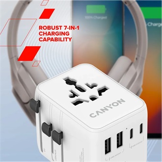 Canyon InTour Travel 70W univerzális hálózati töltő adapter fehér