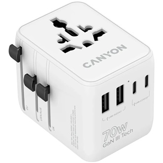 Canyon InTour Travel 70W univerzális hálózati töltő adapter fehér