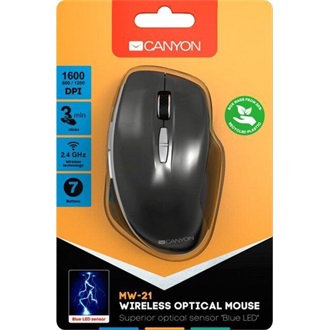 Canyon MW-21 BlueLED optikai vezeték nélküli egér szürke