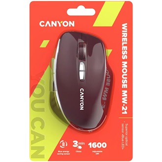 Canyon MW-21 optikai vezeték nélküli egér (Burgundy Red) piros