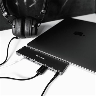 Canyon MacBook Power Delivery Docking Station 8-in-1 8-port Thunderbolt 3 Dual Port dokkoló szürke