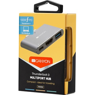 Canyon MacBook Thunderbolt 3 Multiport Dockibng Station 3-in-1 3-port Thunderbolt 3 Dual Port dokkoló szürke