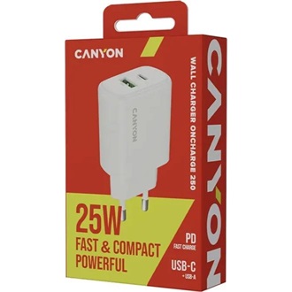 Canyon OnCharge 250 25W univerzális hálózati töltő adapter fehér