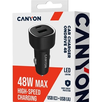 Canyon OnDrive 48 48W univerzális autós töltő adapter fekete
