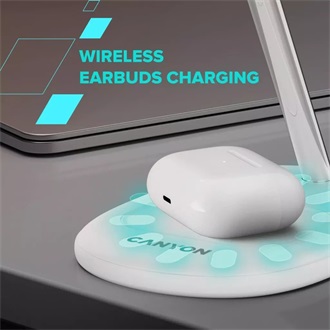 Canyon OnPower 205 15W univerzális vezeték nélküli töltő adapter fehér (Qi2)
