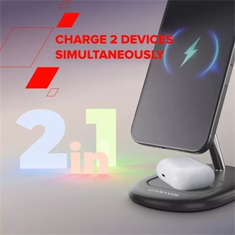Canyon OnPower 205 15W univerzális vezeték nélküli töltő adapter fehér (Qi2)