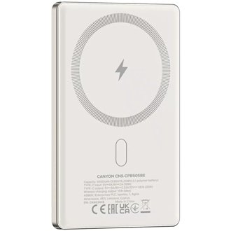 Canyon OnPower 505 Slim Magsafe 5000mAh LiPo powerbank barna