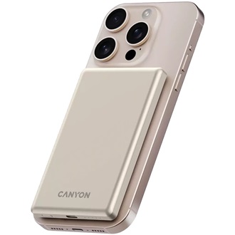 Canyon OnPower 505 Slim Magsafe 5000mAh LiPo powerbank barna