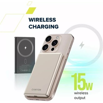 Canyon OnPower 505 Slim Magsafe 5000mAh LiPo powerbank szürke