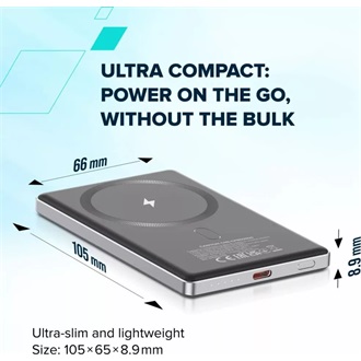 Canyon OnPower 505 Slim Magsafe 5000mAh LiPo powerbank szürke