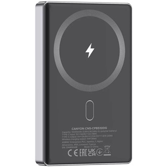 Canyon OnPower 510 Slim Magsafe 10000mAh LiPo powerbank szürke