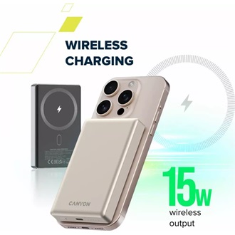 Canyon OnPower 510 Slim Magsafe 10000mAh LiPo powerbank szürke