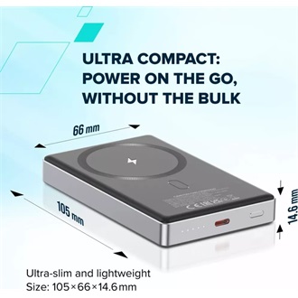 Canyon OnPower 510 Slim Magsafe 10000mAh LiPo powerbank szürke