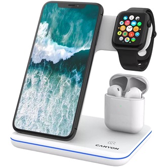 Canyon WS-302 3-in-1 15W univerzális vezeték nélküli töltő adapter fekete (Qi)