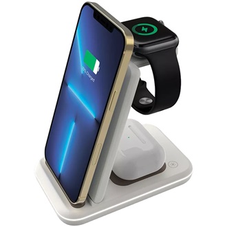 Canyon WS-304 3-in-1 15W univerzális vezeték nélküli töltő adapter fehér (Qi) (Cosmic Latte)