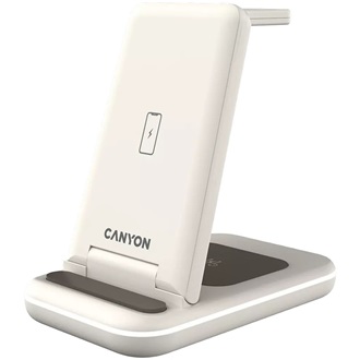 Canyon WS-304 3-in-1 15W univerzális vezeték nélküli töltő adapter fehér (Qi) (Cosmic Latte)