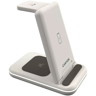 Canyon WS-304 3-in-1 15W univerzális vezeték nélküli töltő adapter fehér (Qi) (Cosmic Latte)